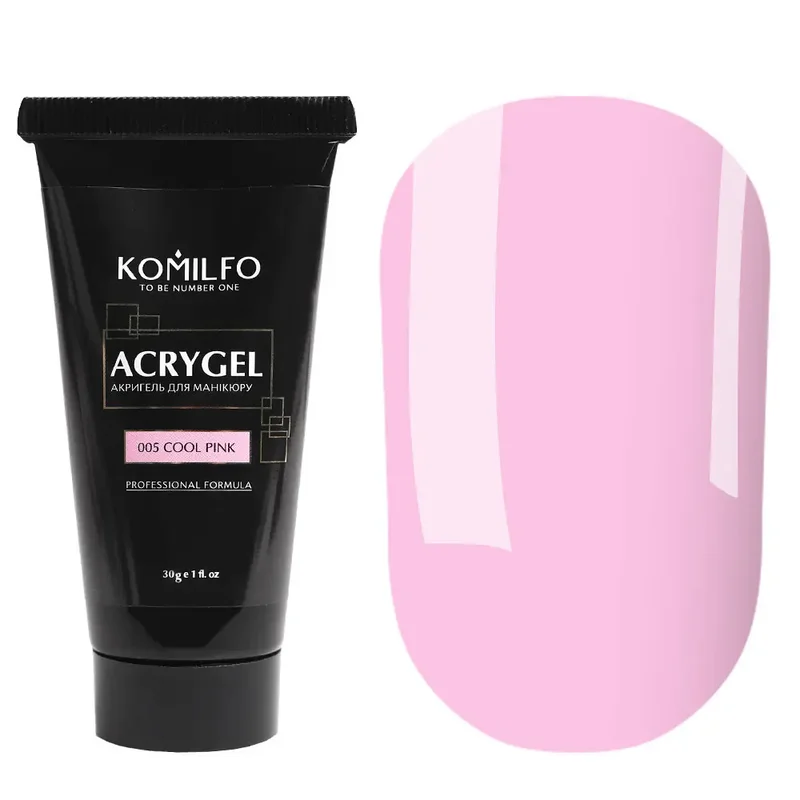 nail repair for yellow nails-Komilfo AcryGel 005 Cool Pink