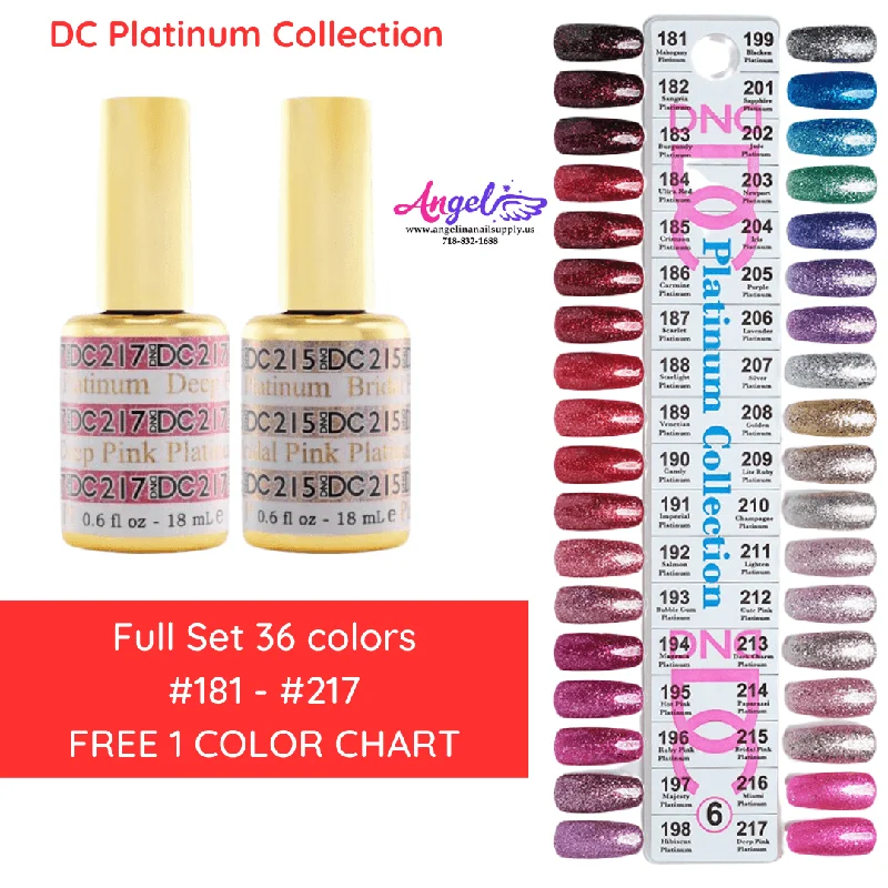 nail polish dome parchment-DC6 Collection #6 Platinum GEL ONLY (Full Set 36 Colors #181 - #217 DC6)