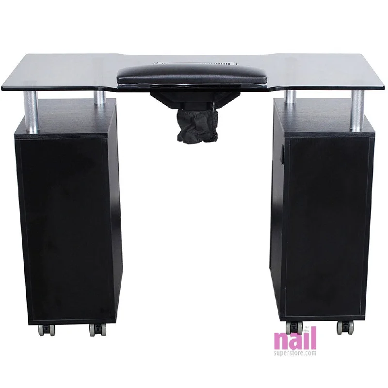 nail repair with dip powder-Milan Manicure Table | Vented Glass Countertop - Black - Each