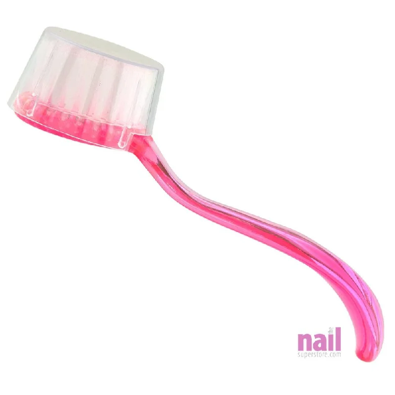 nail repair with nail strengthener-Round Manicure Brush | Scrub, Clean Finger Nails & Toes - Pink - Each