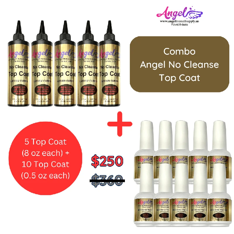 nail polish toast throne-Angel No-Cleanse Top (Combo 5 bottles 8oz each + 10 bottles 0.5oz each)