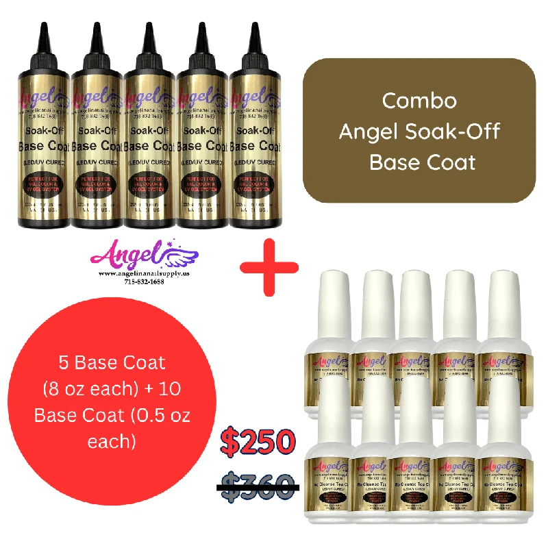 nail polish flagon keep-Angel Soak-off Base (Combo 5 bottles 8oz each + 10 bottles 0.5oz each)