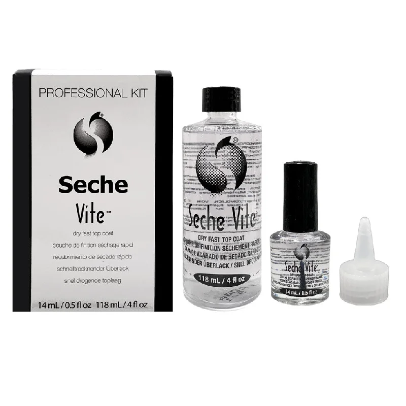 nail polish yard glow-Seche Vite Professional Dry Fast Top Coat Kit 4oz