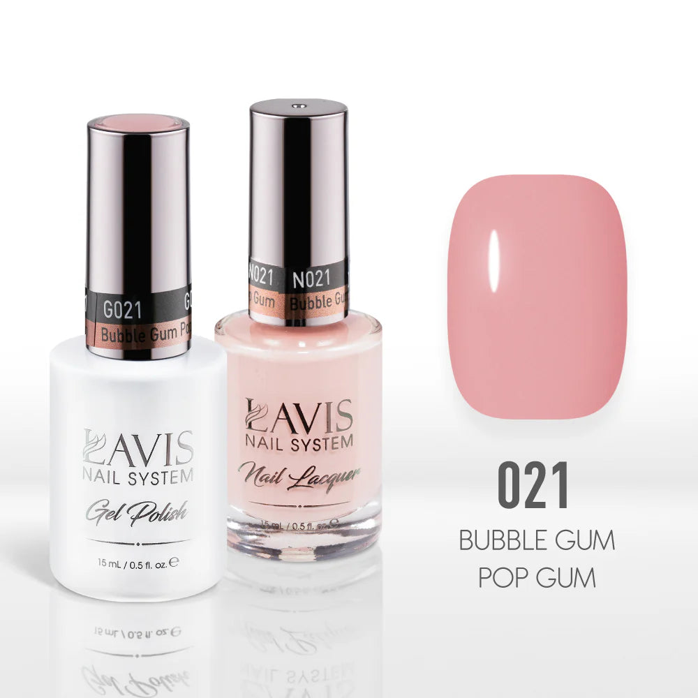 nail polish cistern swamp-Lavis Gel Nail Polish Duo - 021 Beige, Coral Colors - Bubble Gum Pop Gum