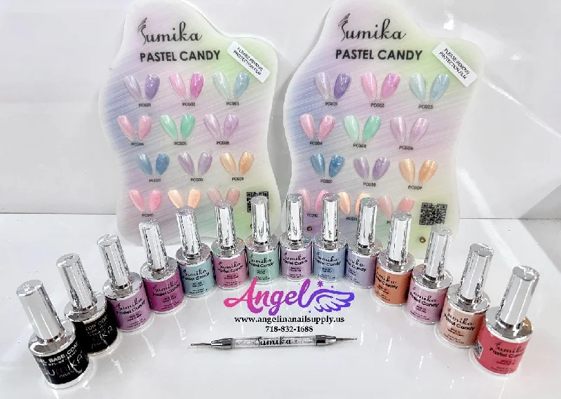 nail polish drawbridge legend-Sumika Pastel Candy Gel Set 12 Color 1 Base 1 Top 1 Dotting Tool