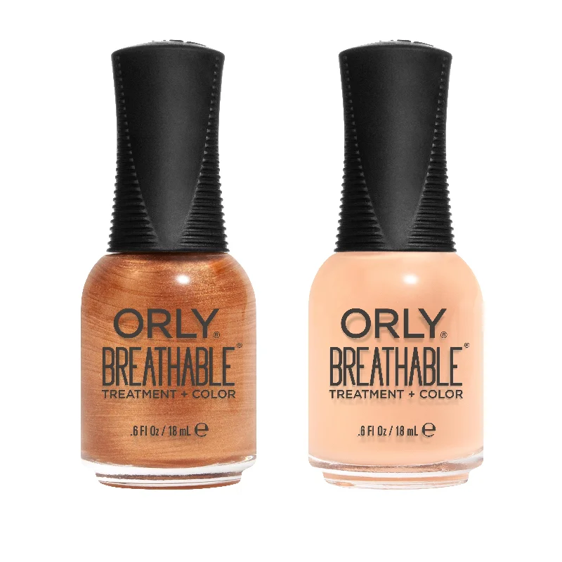 nail polish plaid fog-Orly - Breathable Combo - Golden Girl & Peaches And Dreams