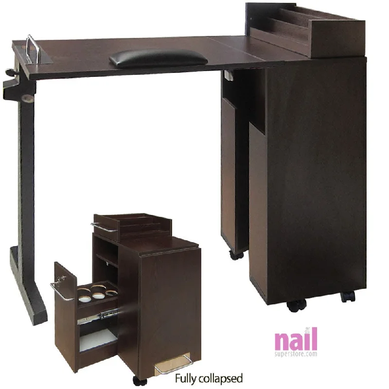 nail repair tools list-EuroStyle Portable Manicure Table | Foldable Nail Table - Dark Wood - Each