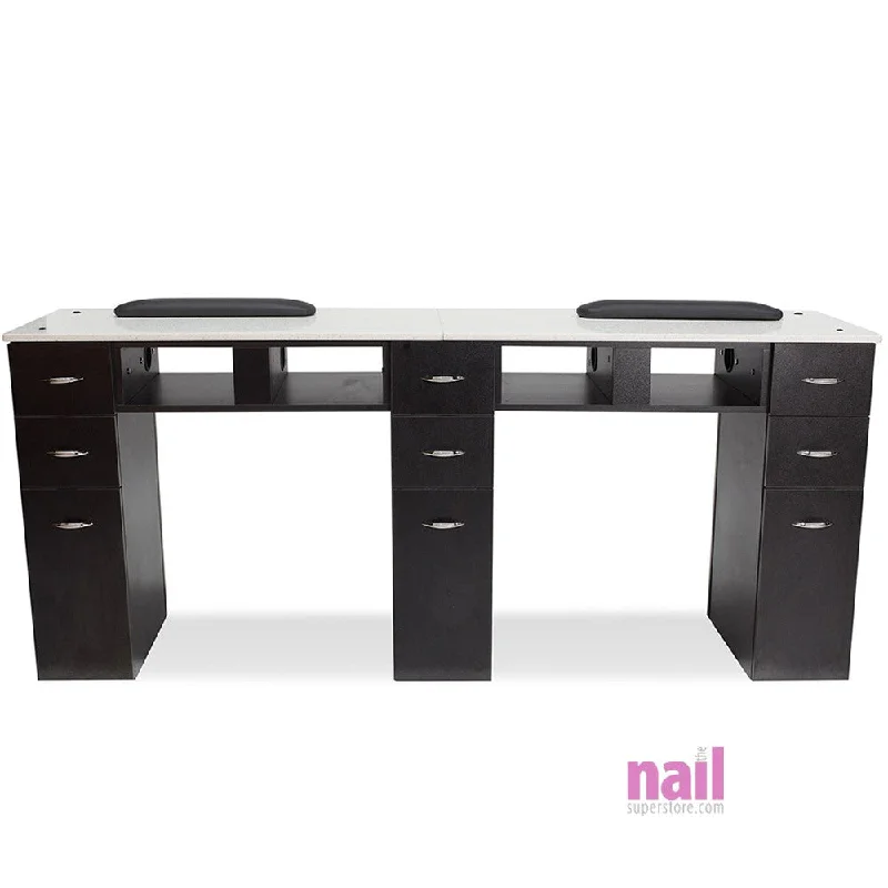 nail repair for thin nails-Valencia Double Manicure Table - Dark Brown - Each