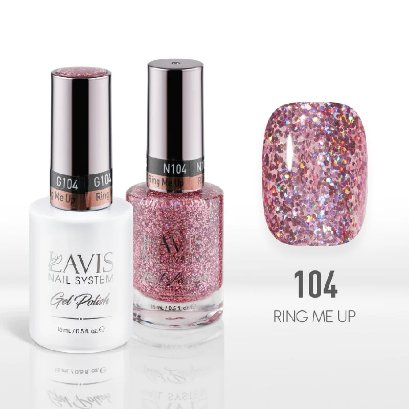 nail polish waterfall girder-Lavis Gel Nail Polish Duo - 104 Pink, Glitter Colors - Ring Me Up