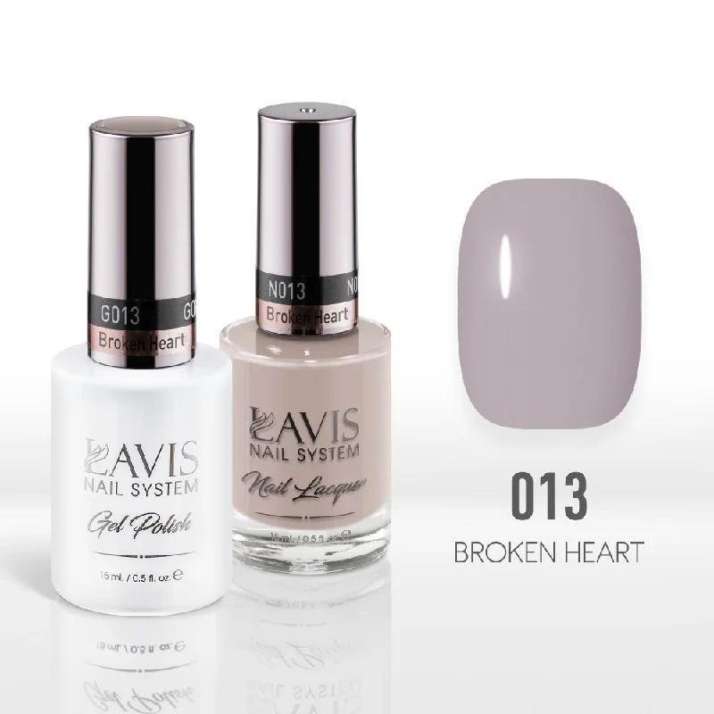 nail polish bucket bog-Lavis Gel Nail Polish Duo - 013 Beige, Brown Colors - Broken Heart