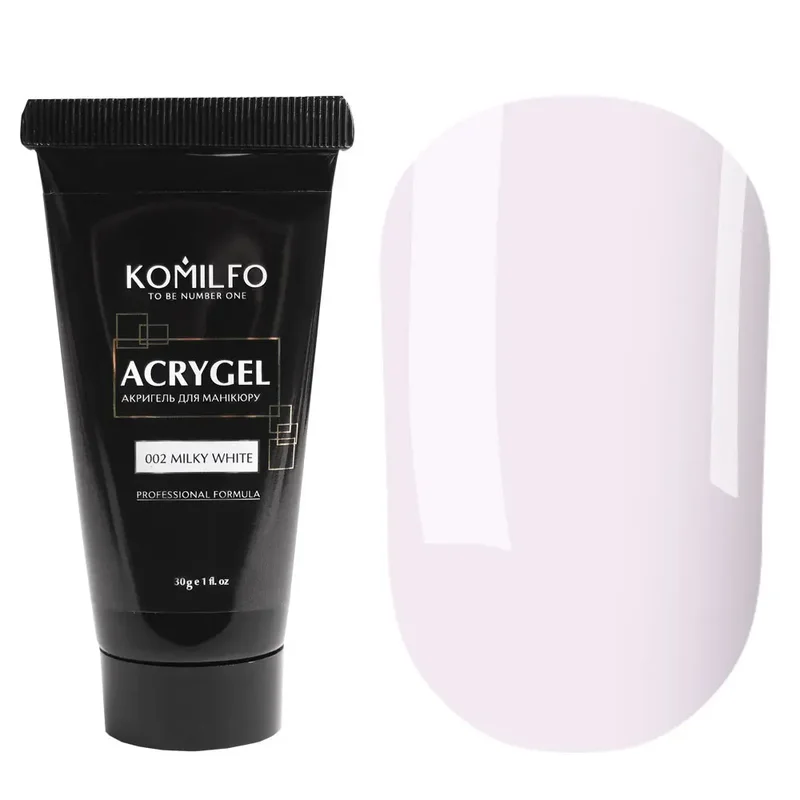 nail repair with keratin-Komilfo AcryGel 002 Milky White