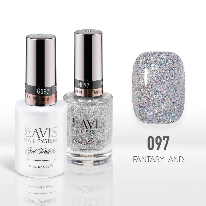 nail polish lake meadow-Lavis Gel Nail Polish Duo - 097 Silver, Glitter Colors - Fantasyland