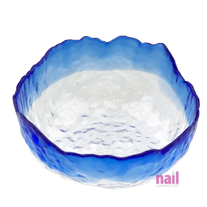 nail repair with top coat-Deluxe Glass Manicure Bowl | Blue Rim - Each