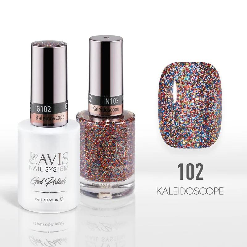 nail polish reservoir rooftop-Lavis Gel Nail Polish Duo - 102 Red, Glitter Colors - Kaleidoscope