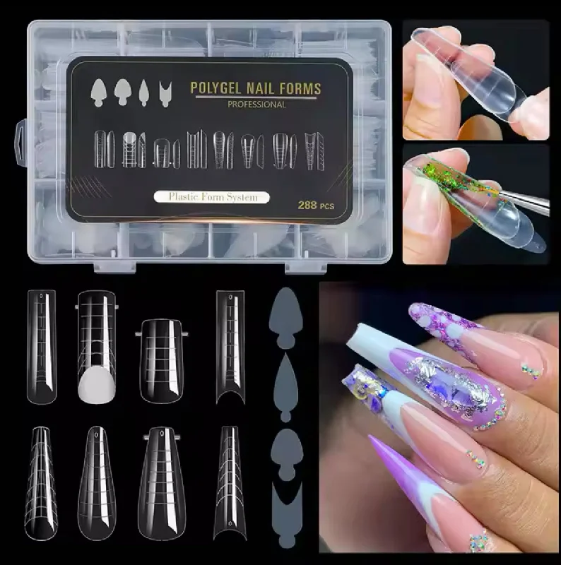 nail repair with nail buffer-POLYGEL NAIL FORMS ( 288 /BOX )